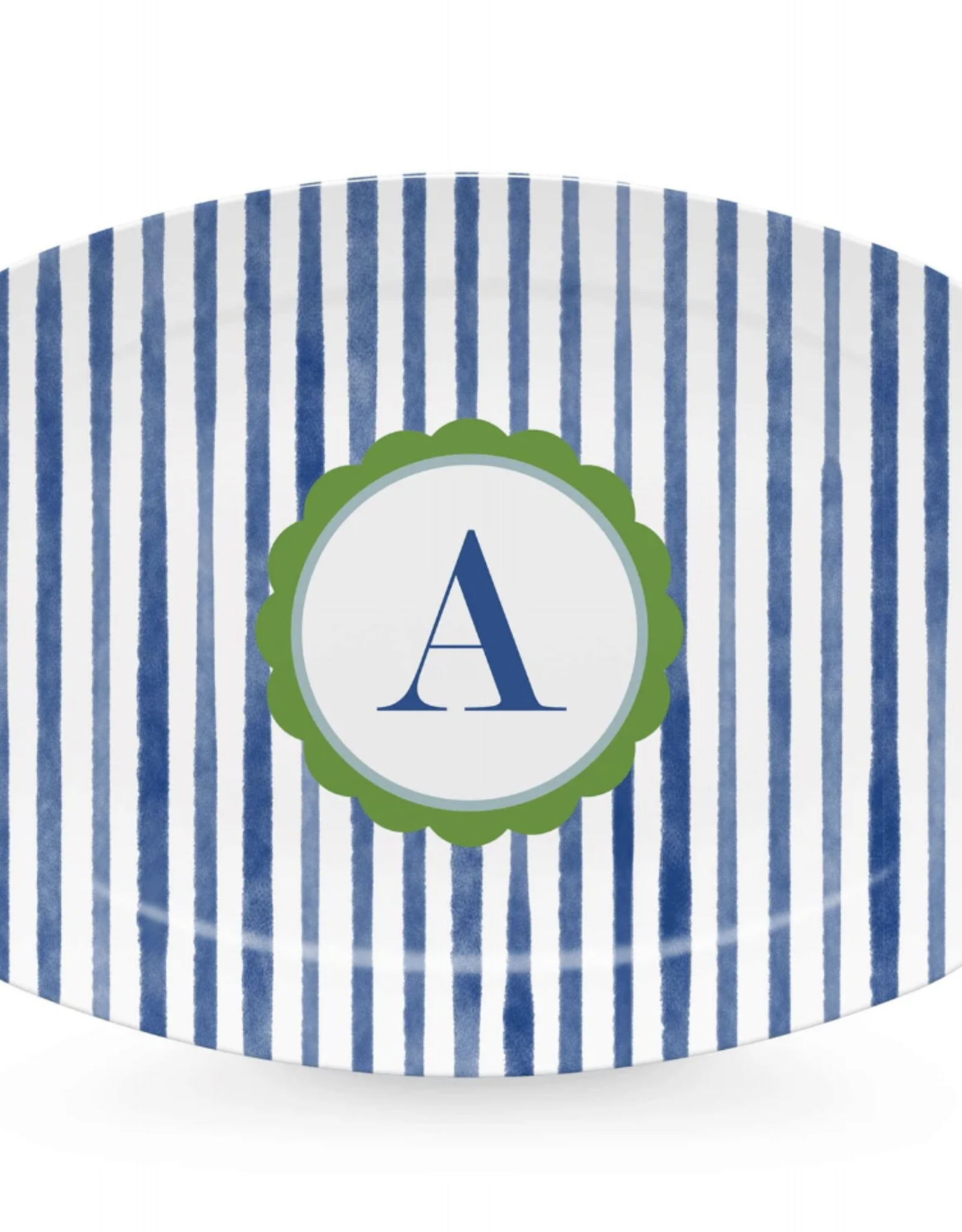Mariposa Blue Simple Stripes Platter-A