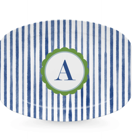 Mariposa Blue Simple Stripes Platter-A