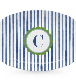 Mariposa Blue Simple Stripes Platter-C