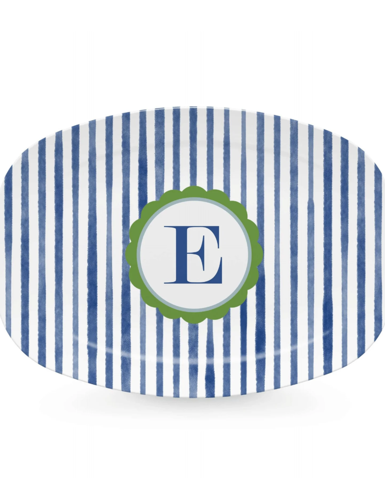 Mariposa Blue Simple Stripes Platter-E