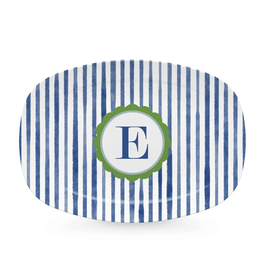 Mariposa Blue Simple Stripes Platter-E
