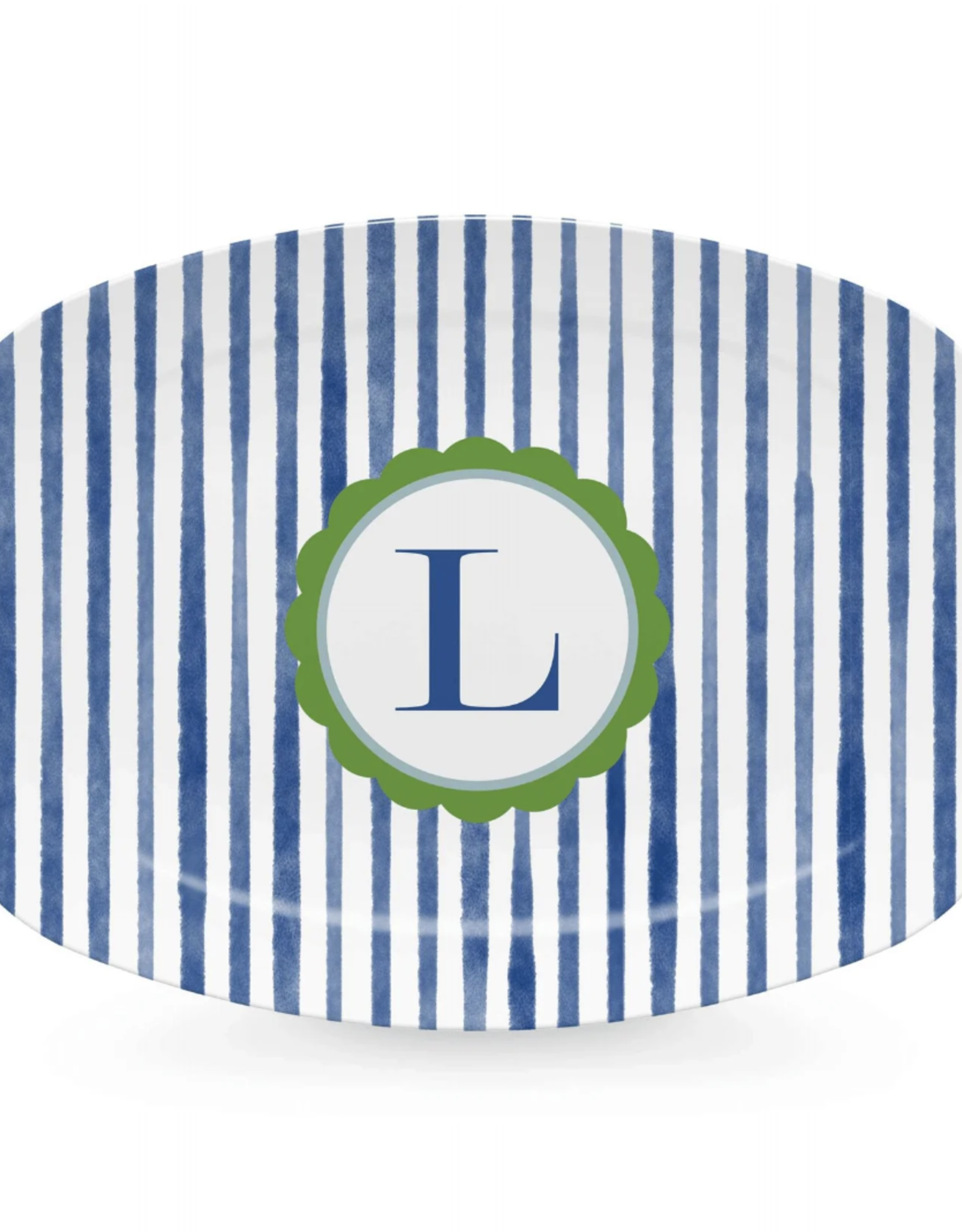 Mariposa Blue Simple Stripes Platter-L