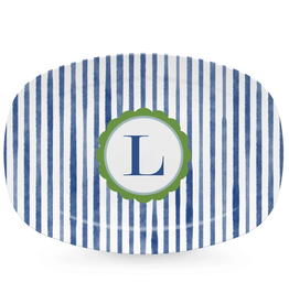 Mariposa Blue Simple Stripes Platter-L