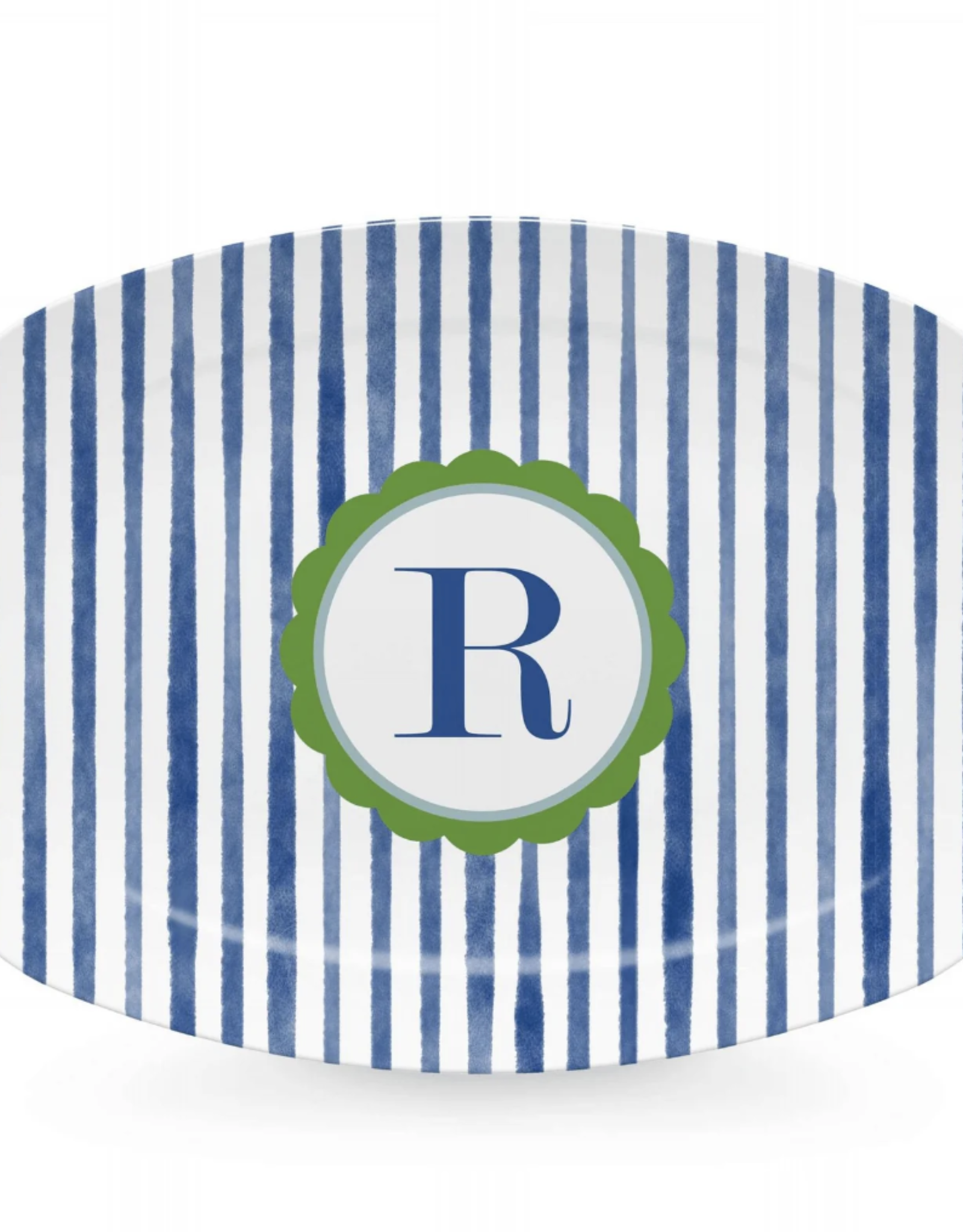 Mariposa Blue Simple Stripes Platter-R