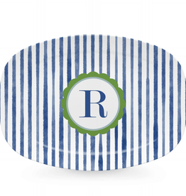 Mariposa Blue Simple Stripes Platter-R