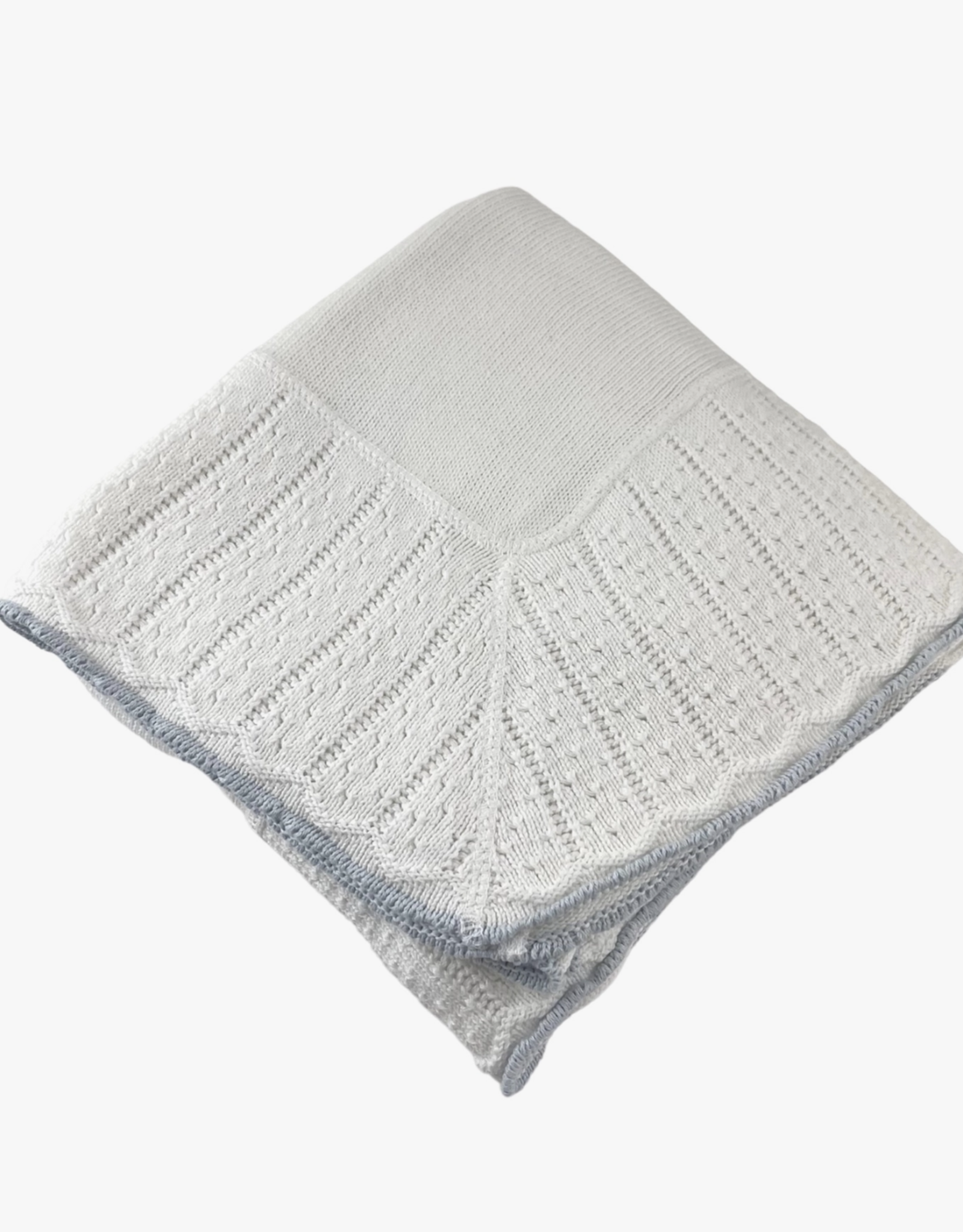 A Soft Idea Blanket w/pointelle border Blue Trim