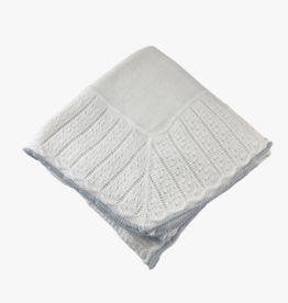 A Soft Idea Blanket w/pointelle border Blue Trim