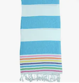 Turkish Towel Aqua / Whitw