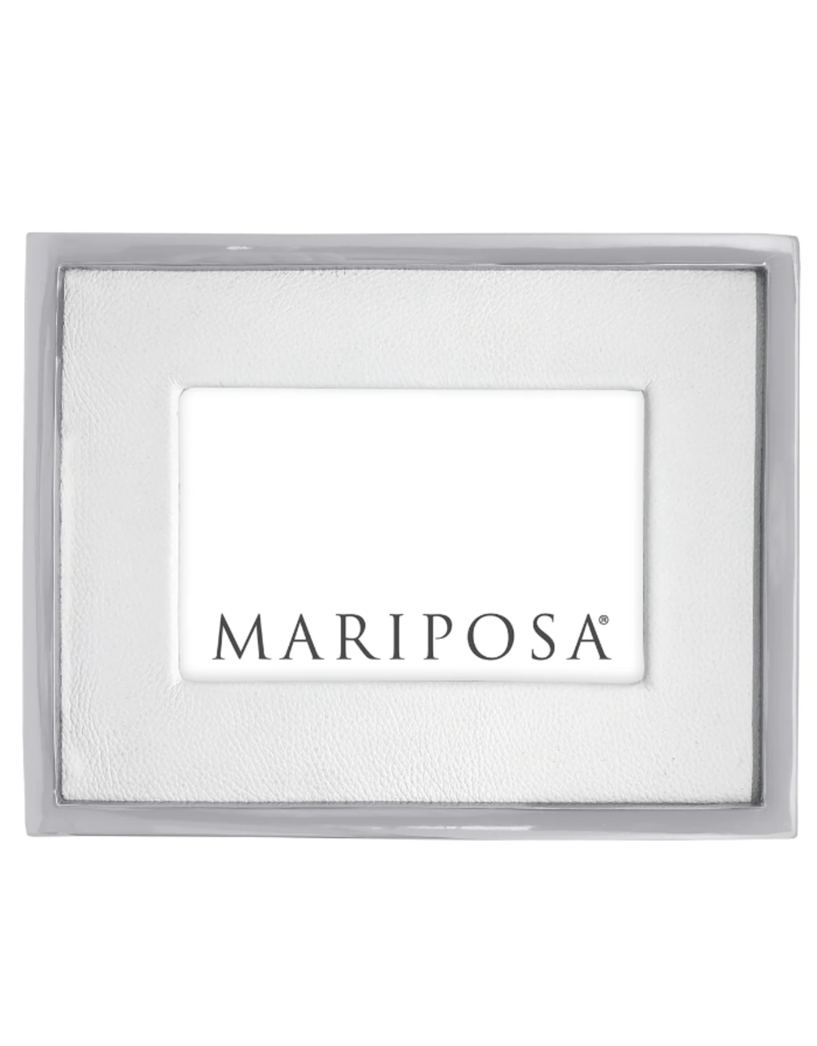 Mariposa White Leather/metel Border Frame 4x6