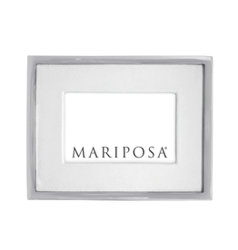 Mariposa White Leather/Metal Border Frame 4x6