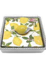 Mariposa Yellow Lemon Beaded Napkin Box