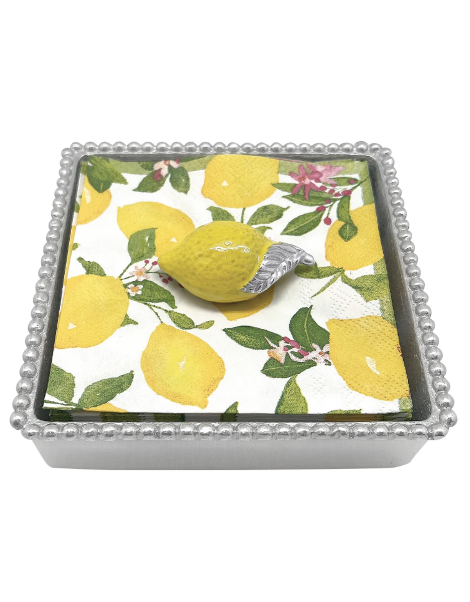 Mariposa Yellow Lemon Beaded Napkin Box