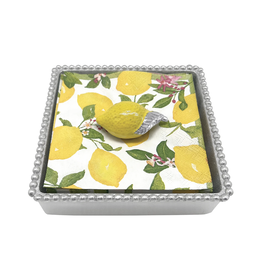 Mariposa Yellow Lemon Beaded Napkin Box