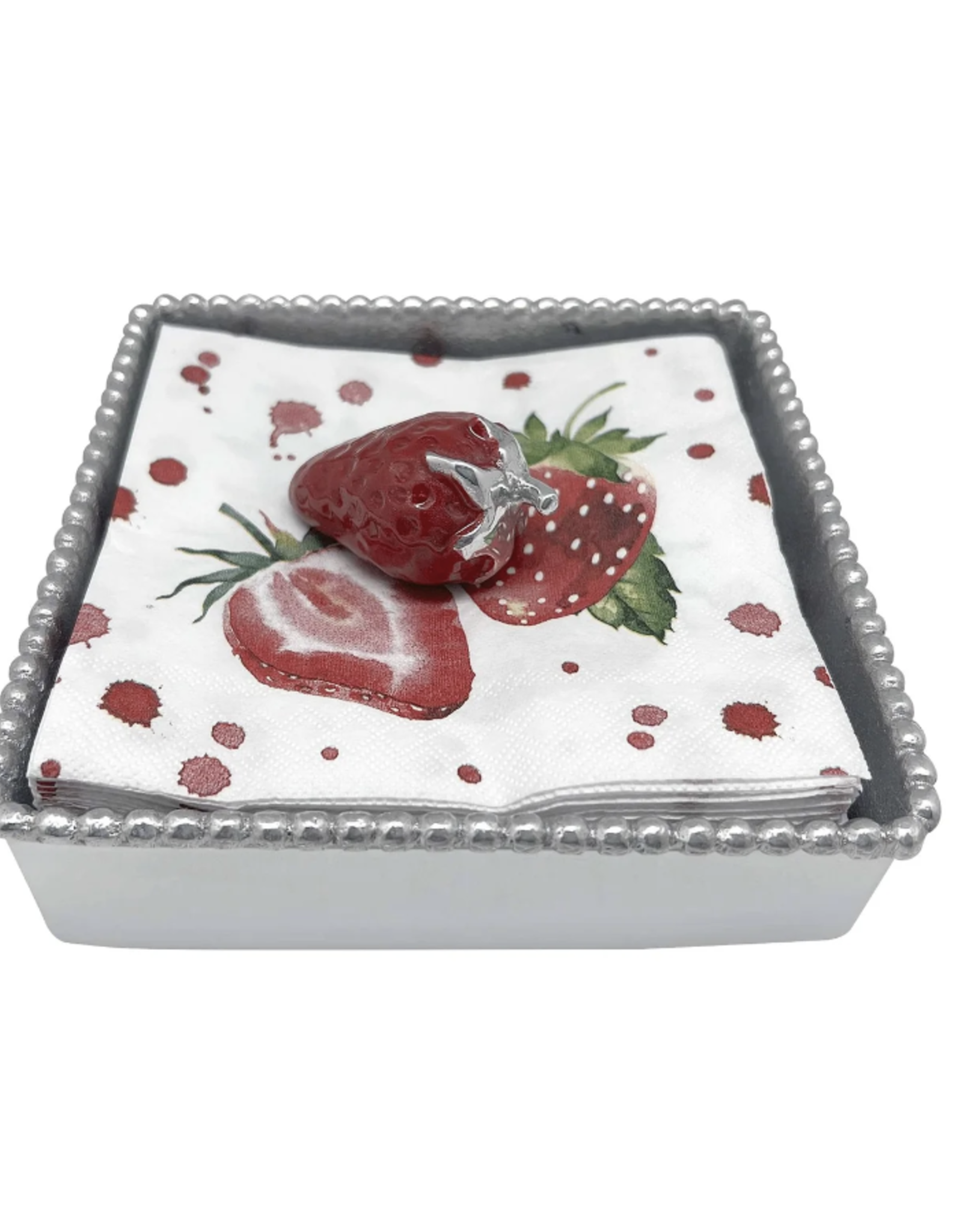 Mariposa Red Strawberry Beaded Napkin Box
