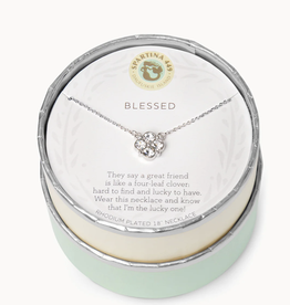 Spartina Blessed Crystal Clover Necklace- Silver