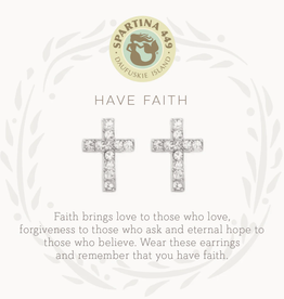 Spartina Have Faith Silver Stud Earrings