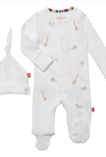 Magnificent Baby White Serene Safari Embroidered Magnetic Footie