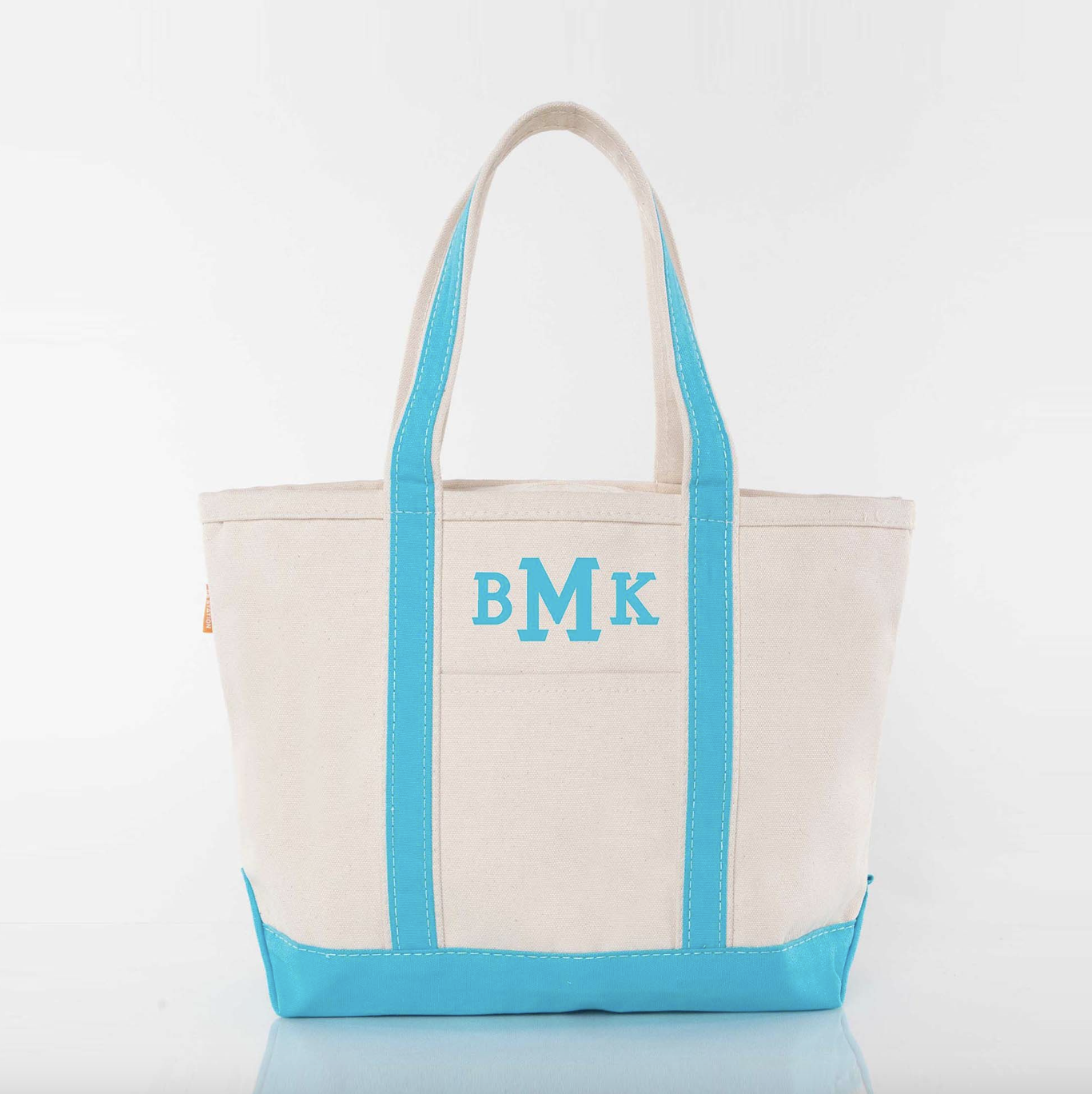 Medium Turquoise Canvas Tote - The Initial Choice