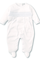 Kissy Kissy Footie Hand-Smocked White w/ Blue