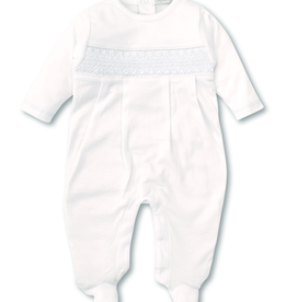 Kissy Kissy Footie Hand-Smocked White w/ Blue xx