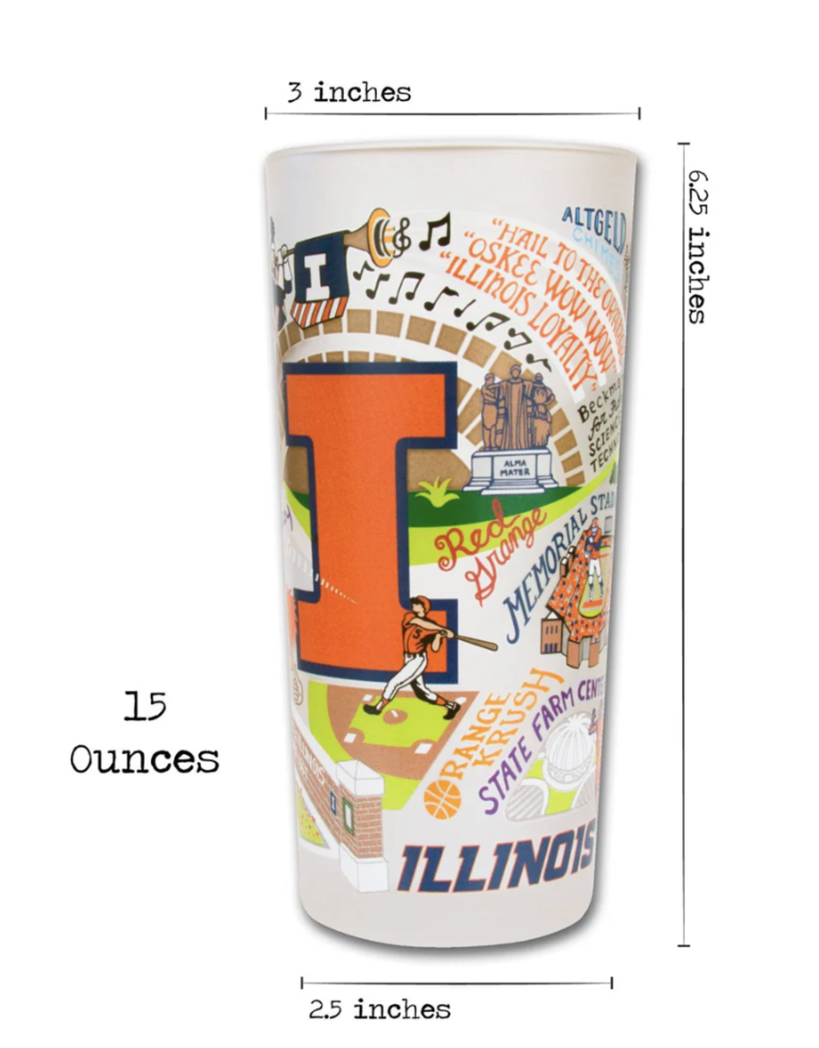 Catstudio Illinois Univ of Drinking Glass Set of 2