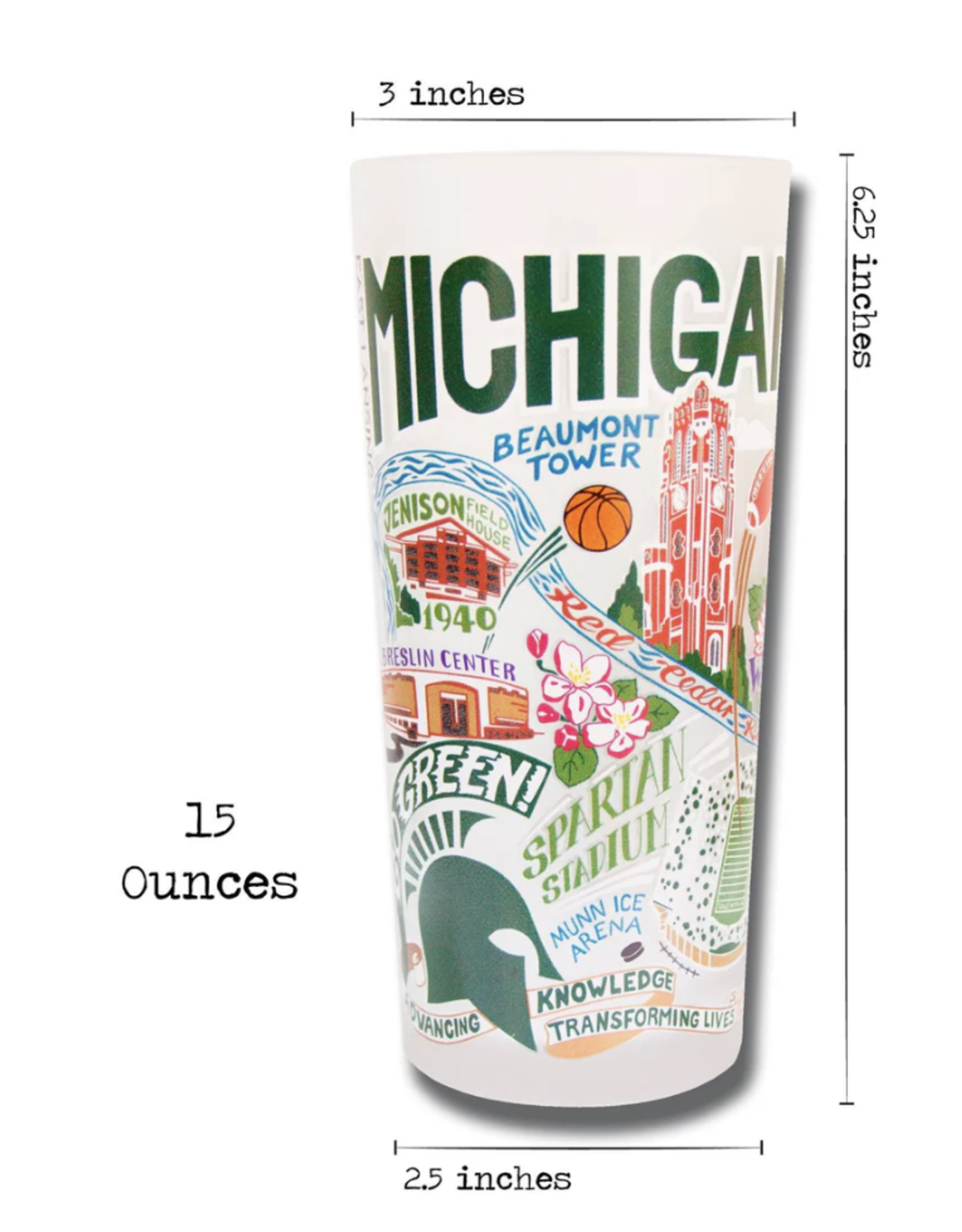 Catstudio Michigan State Drinking Glass Set of 2