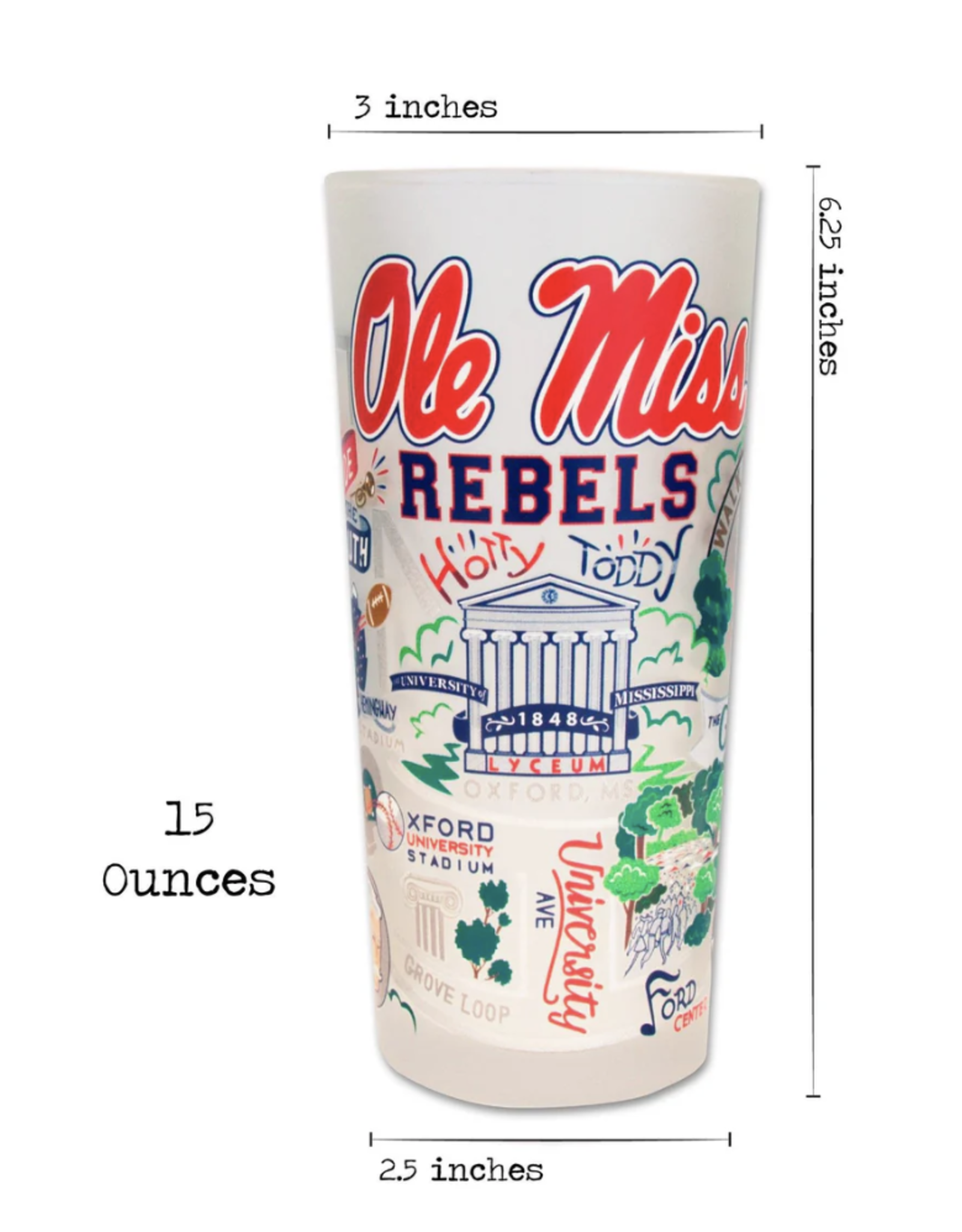 Catstudio Ole Miss, Univ of MS Drinking Glass Set of 2