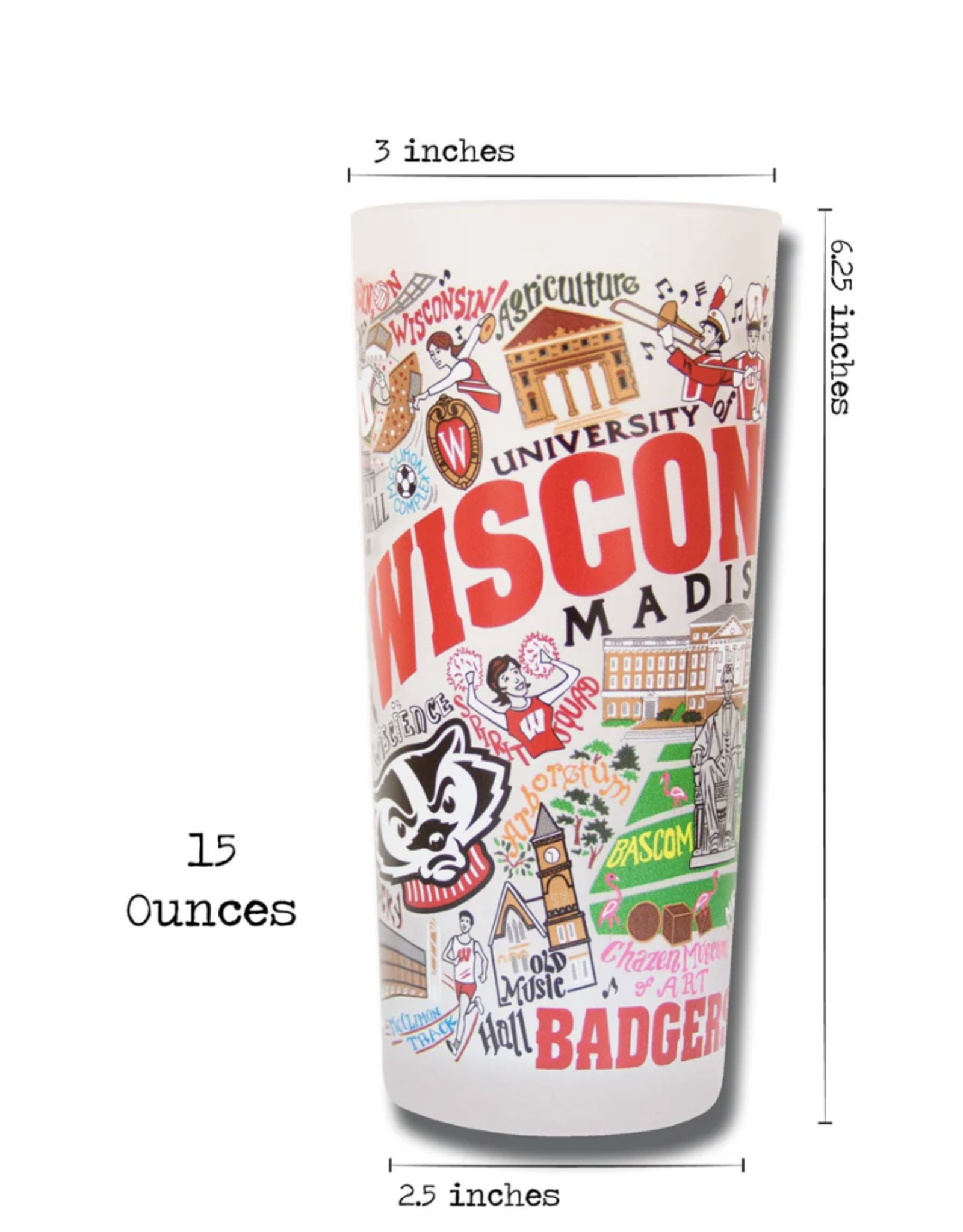 Catstudio Wisconsin Univ of Drinking Glass Set of 2