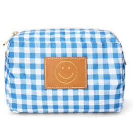 Boulevard Winnie Large Pouch Gingham Sky w/Smiley Face logo