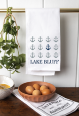 Rustic Marlin Tea Towel Repeating Anchors Lake Bluff
