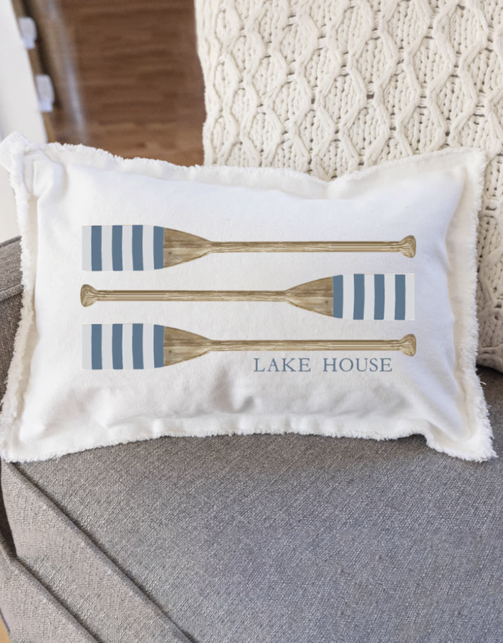 Rustic Marlin Pillow Lumbar 12x18 Striped Oars Lake House