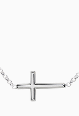 Cherished Moments Horizontal Cross Necklace 14" Sterling Silver