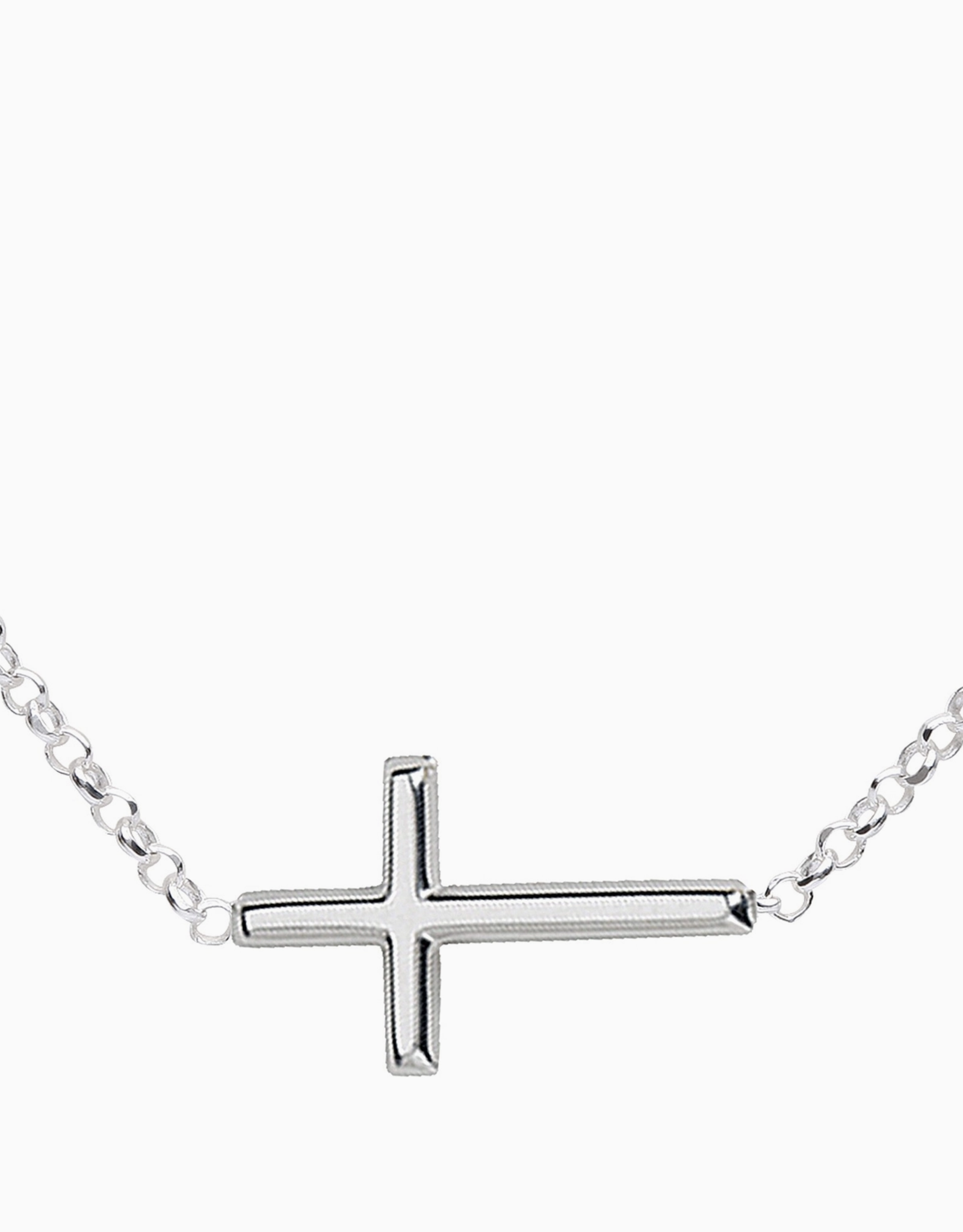 Cherished Moments Horizontal Cross Necklace 14" Sterling Silver