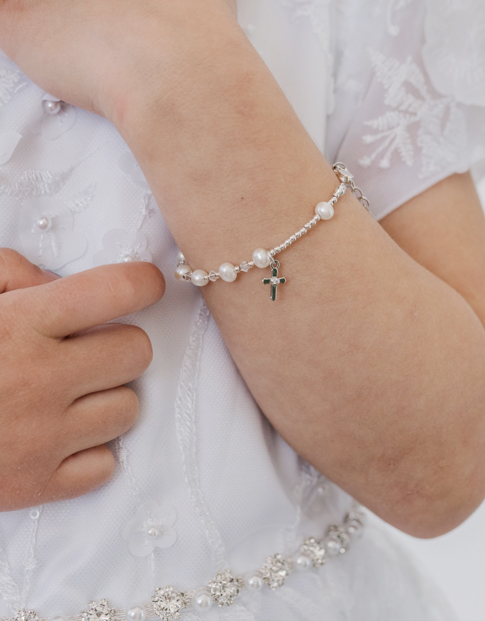 Cherished Moments Sterling Cross First Communion Rosary Bracelet
