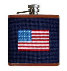 Smather's & Branson Flask American Flag Navy