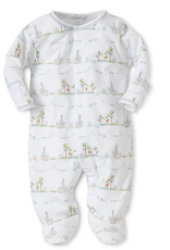 Kissy Kissy Zip Footie Blue Noah's Print