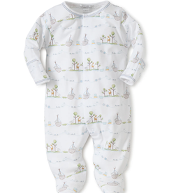 Kissy Kissy Zip Footie Blue Noah's Print