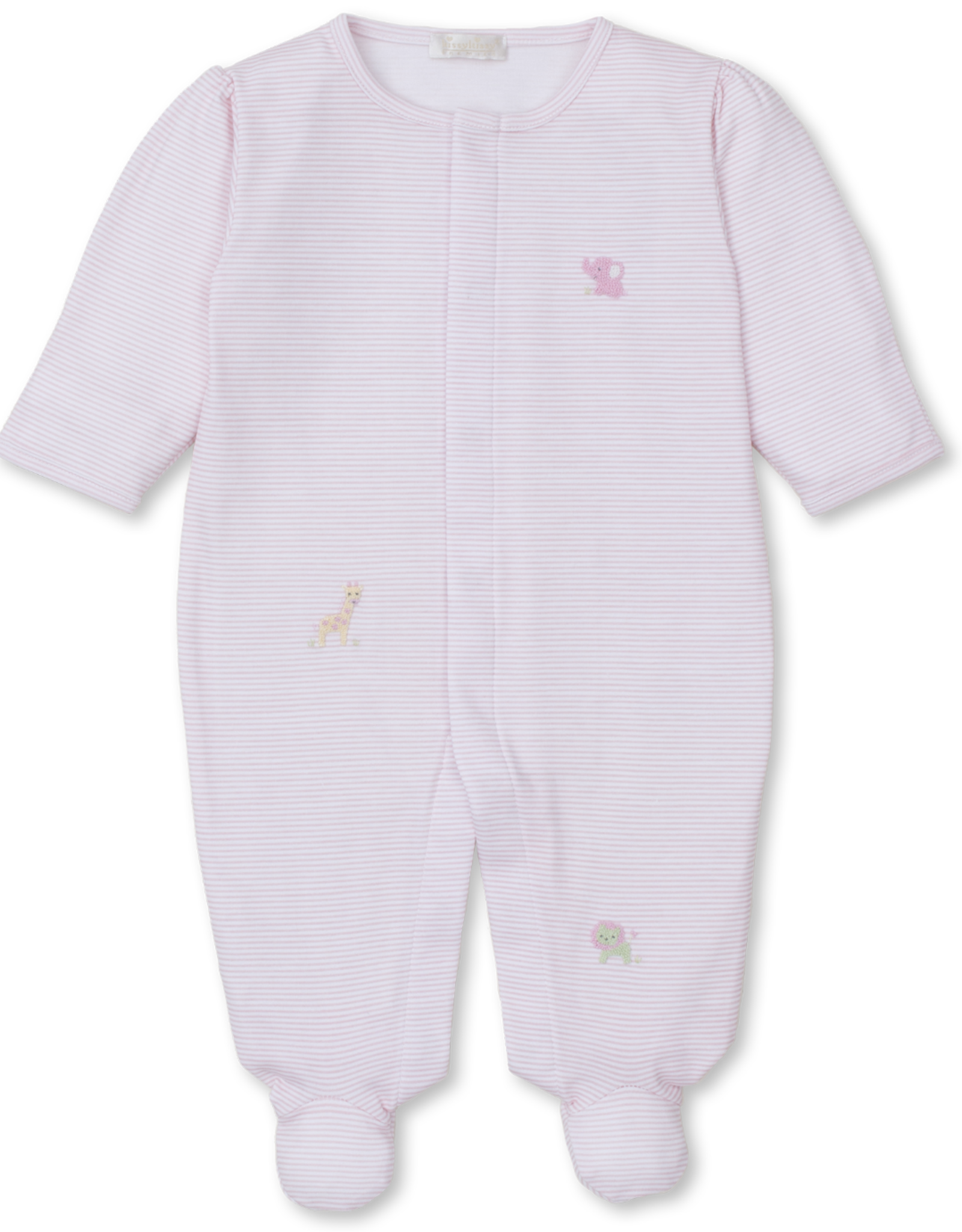 Kissy Kissy Footie Hand Emb Jungle Mates Pink Stripes