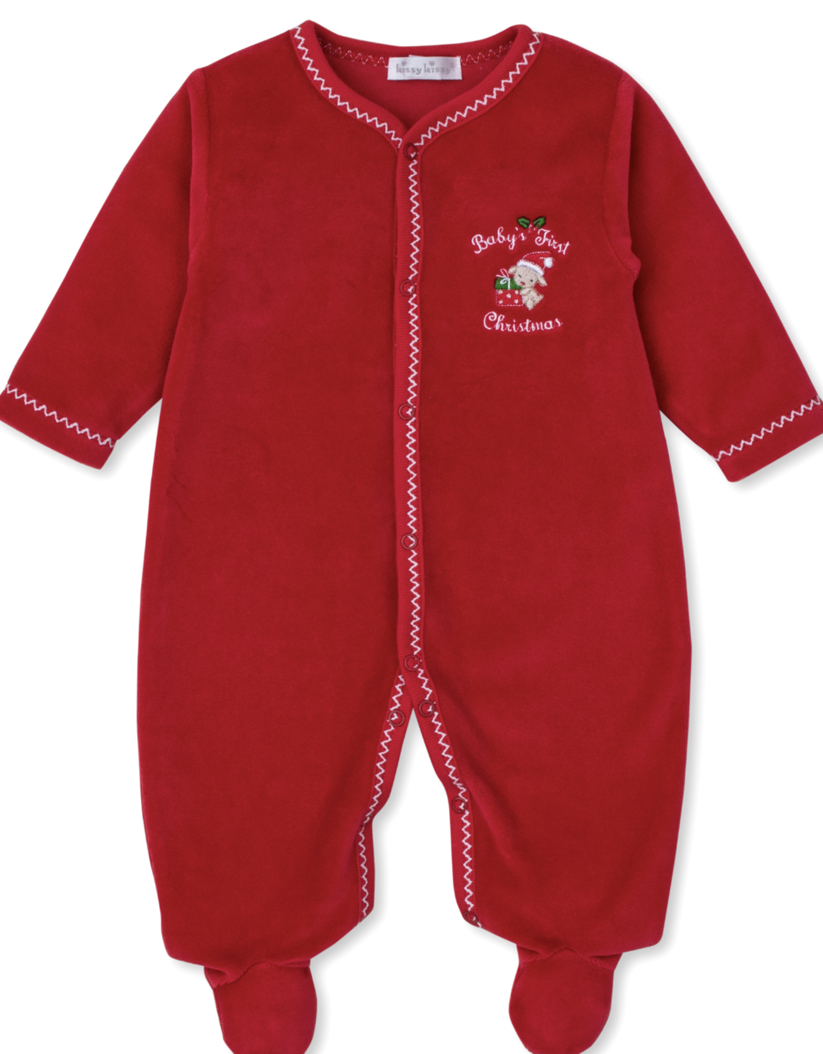Kissy Kissy Velour Footie First Christmas