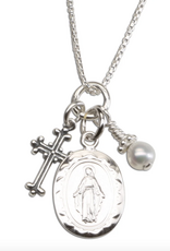 Cherished Moments First Communion Miraculous Medal Necklace Silver