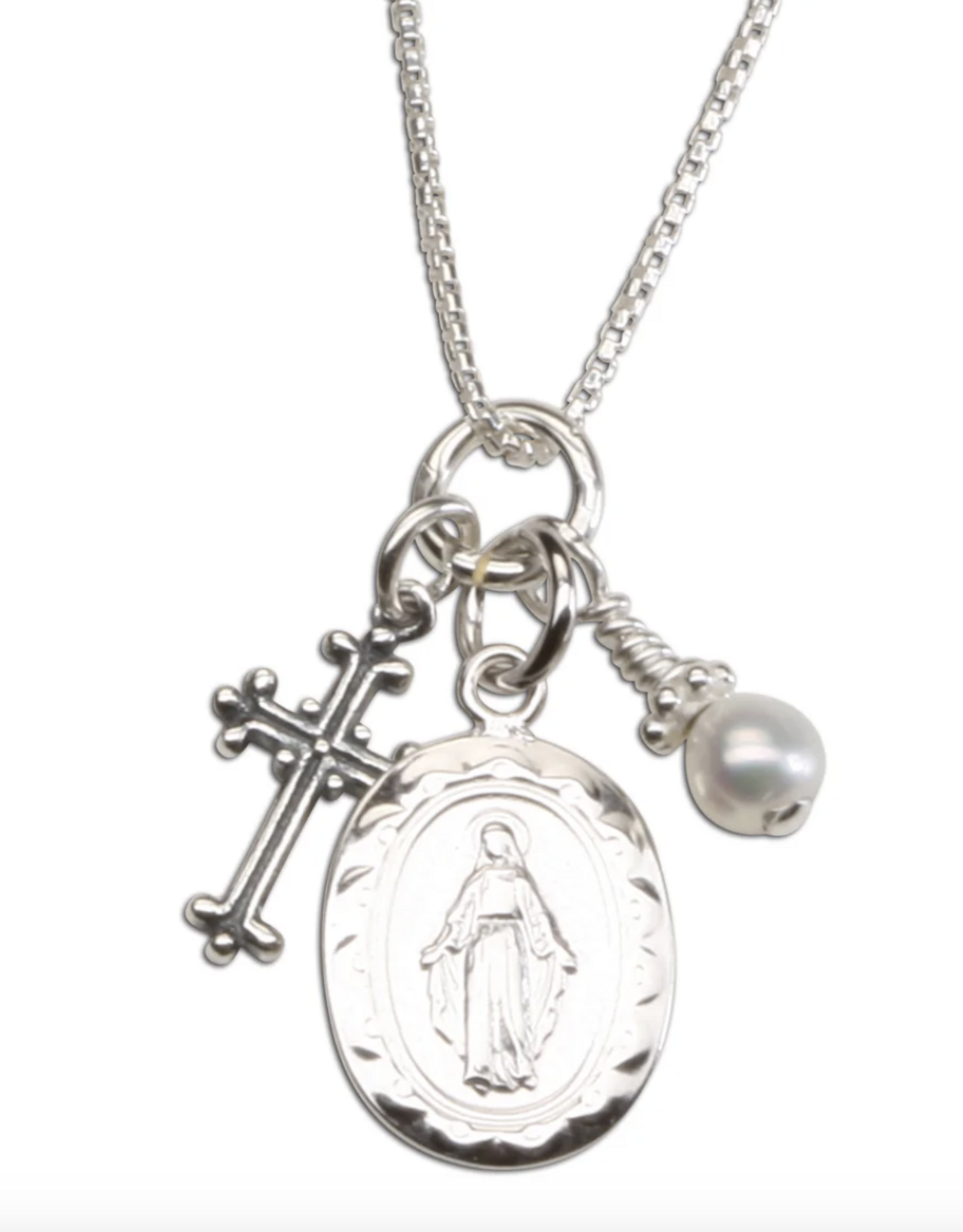 Cherished Moments First Communion Miraculous Medal Necklace Silver