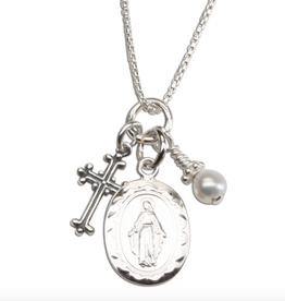Cherished Moments First Communion Miraculous Medal Necklace Silver