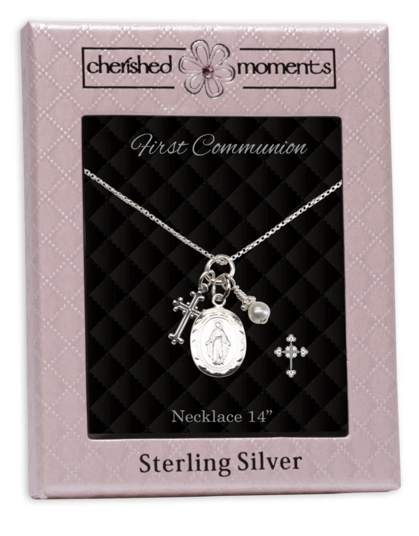 Cherished Moments First Communion Miraculous Medal Necklace Silver