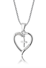 Cherished Moments Sterling Cross Heart Necklace