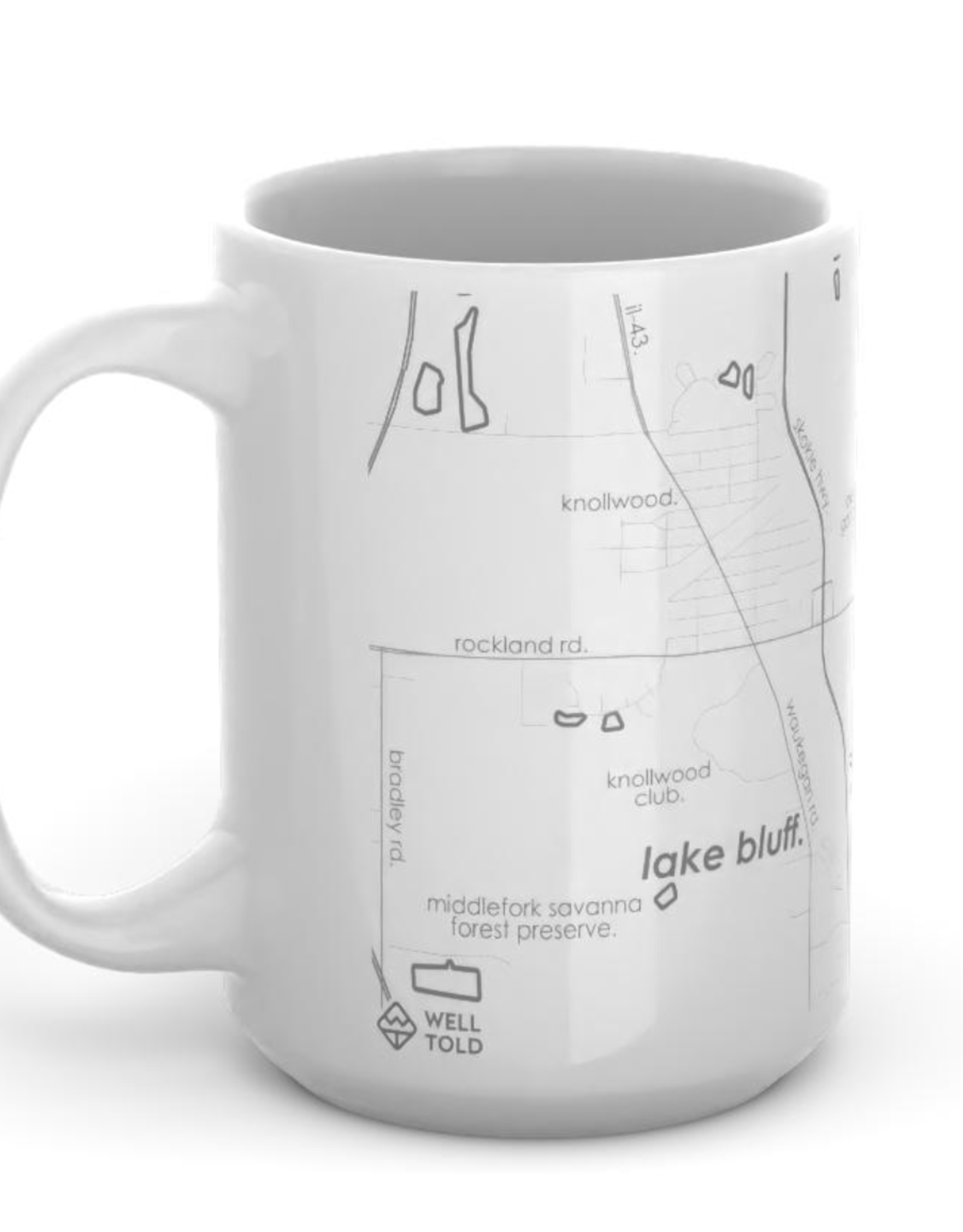 Well Told Lake Bluff Map Ceramic Mug