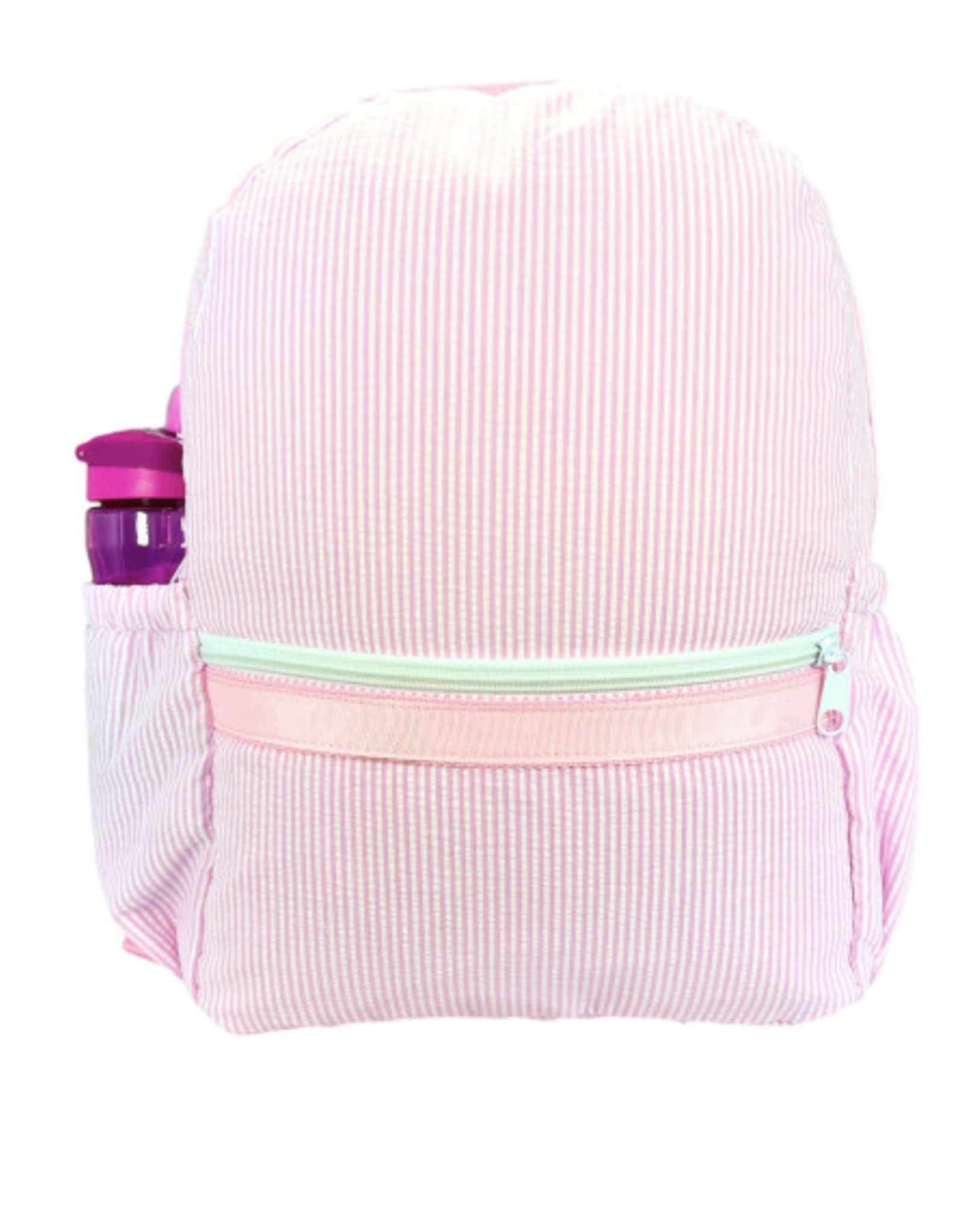 Mint Medium Backpack w/ Pockets Pink Seersucker