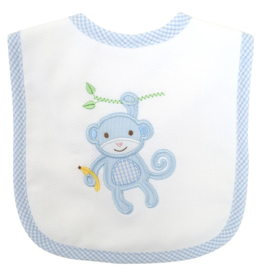Three Marthas Feeding Bib Blue Monkey