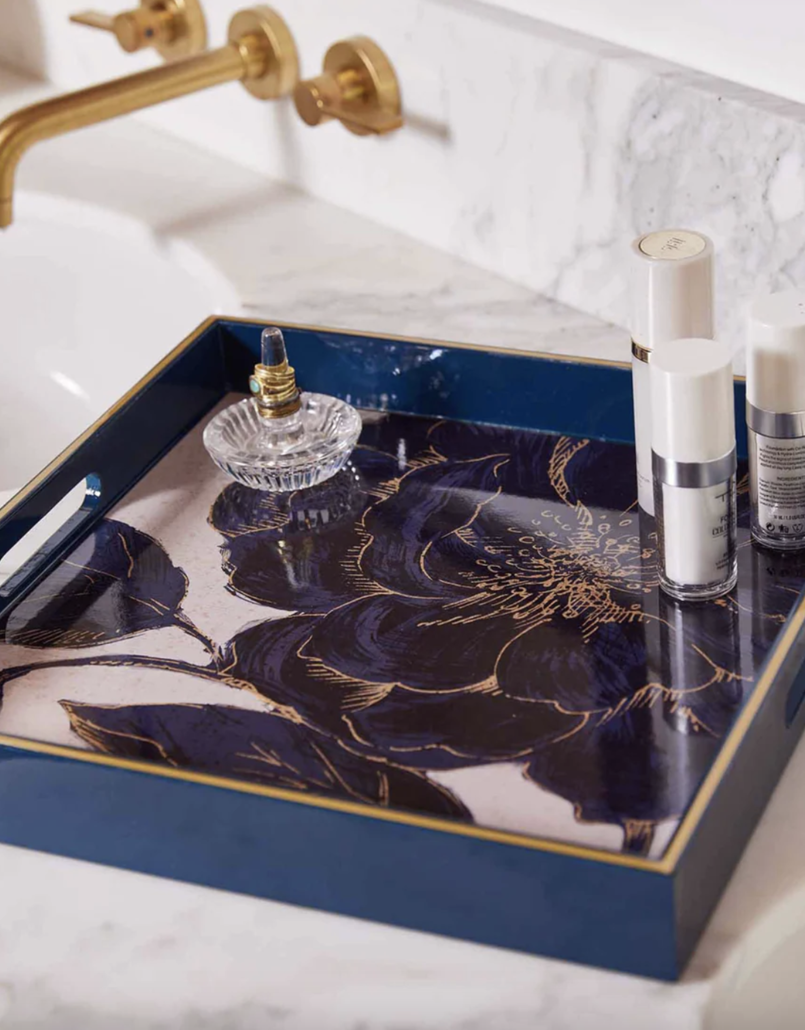 Rockflowerpaper Tray Indigo Garden 15 square"