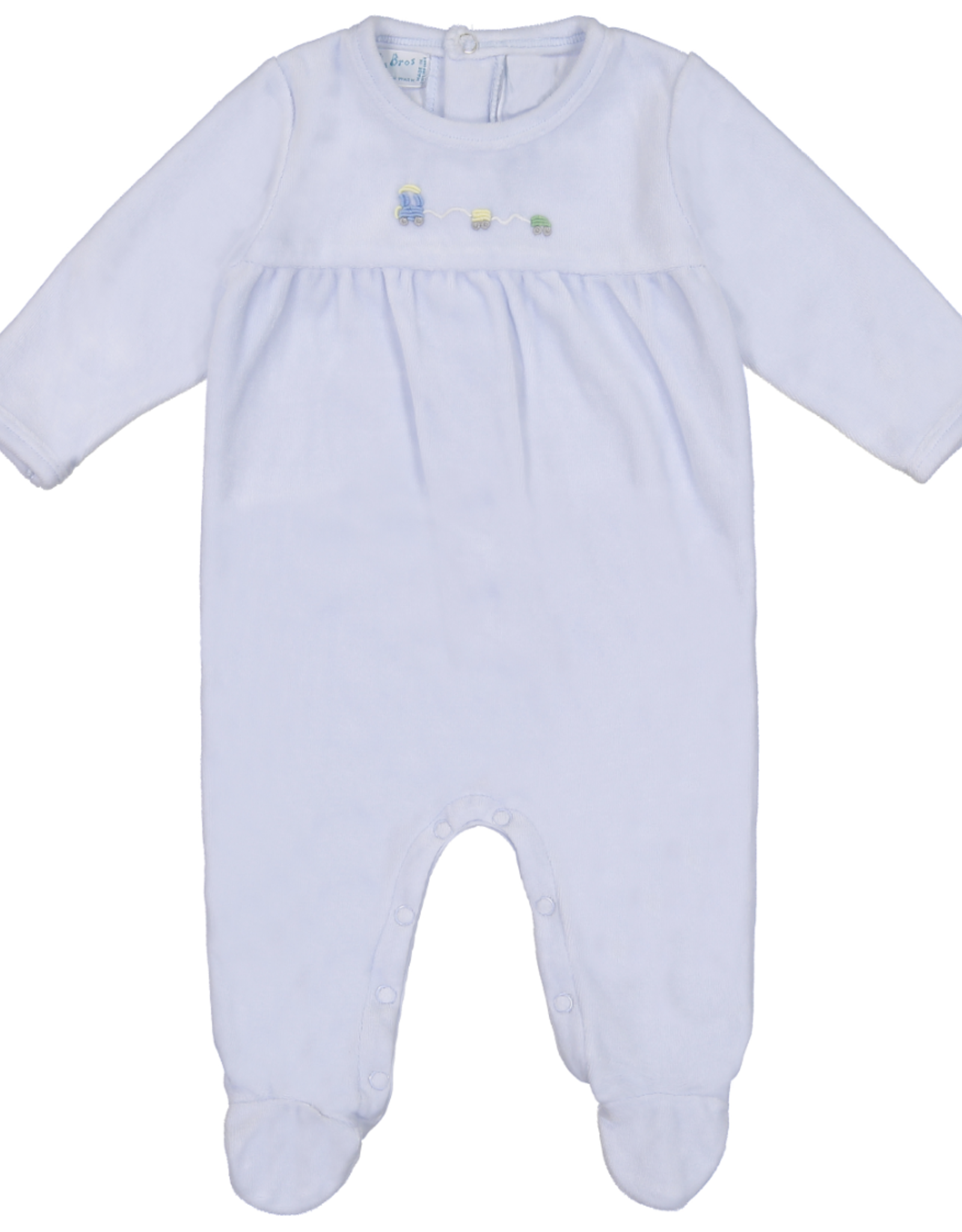 Kissy Kissy Velour Footie Blue Train