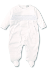 Kissy Kissy Footie Hand-Smocked White w/ Blue